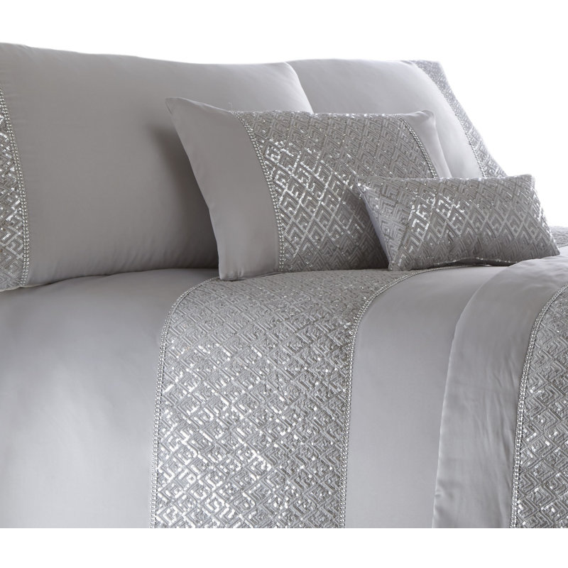 Anwen Chevron Scatter Cushion with Filling, Silver, 18 x 32cm