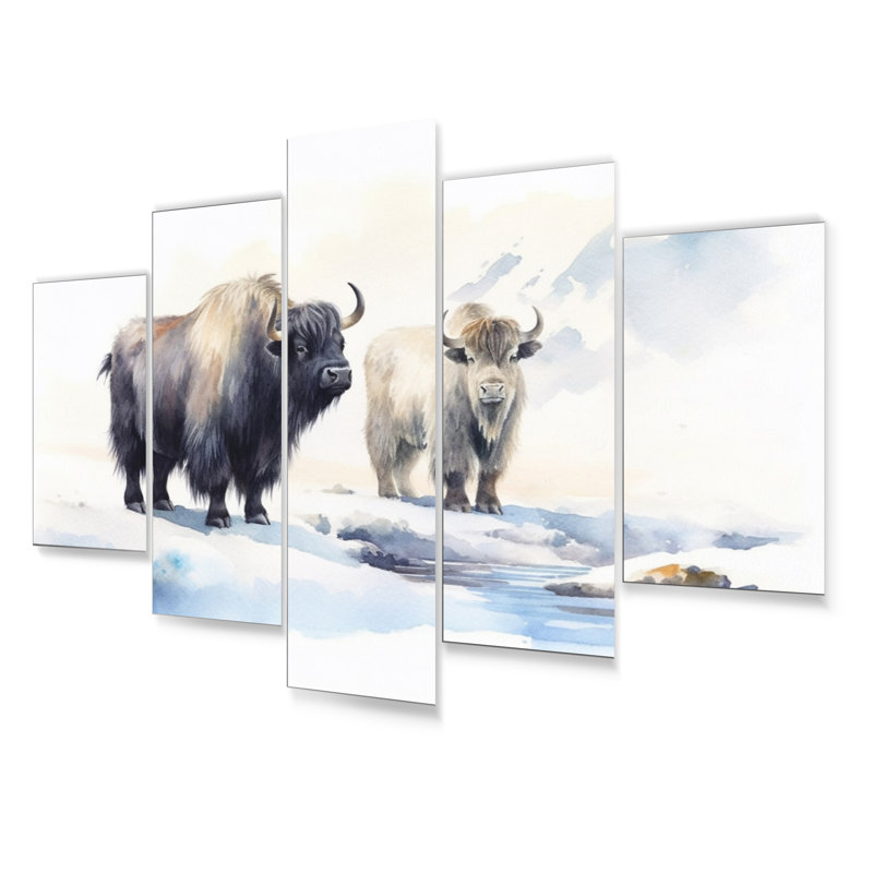 Domestique yak II - animaux, ensemble de reproductions d'art en métal