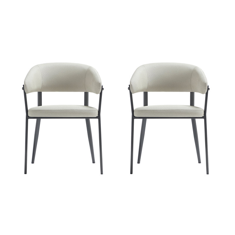 Chaise de salle à manger rembourrée en cuir avoine Belle Modern, Gruau