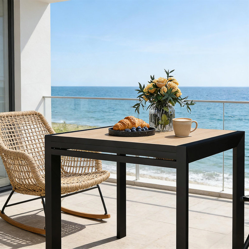 Table de salle à manger extensible pour l'extérieur avec structure en aluminium et conception à lattes pour une utilisation polyvalente et durable
