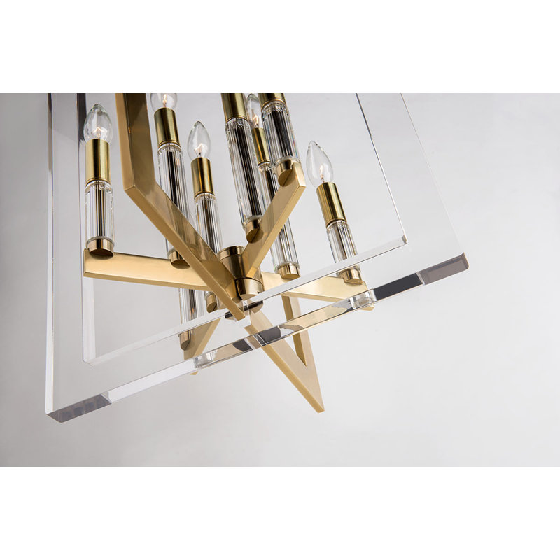 Wellington 8 - Light Chandelier, Aged Brass, 26.5" H x 17.5" W x 17.5" D