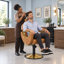 Fauteuil de barbier inclinable de luxe, fauteuil de salon hydraulique réglable en hauteur, fauteuil de coiffeur pour salon de coiffure - Brun-1168768145