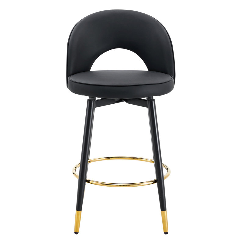 De 2 tabourets de bar rotatifs à 360 °, revêtement en polyuréthane moderne et structure en métal noir, pour une utilisation multiple dans le bureau à domicile, conception ergonomique, chaises faciles à assembler (paire), pieds de siège, espaces variés pour de longues heures,