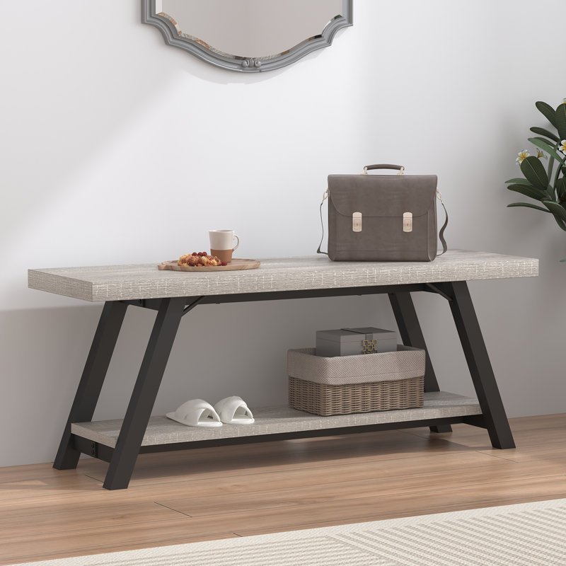 Banc de rangement Cayliana, Chêne gris clair