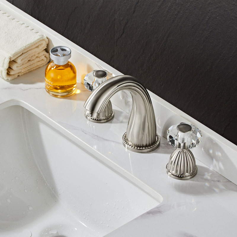 Widespread 2-handle Bathroom Faucet with Drain Assembly, Brushed Nickel