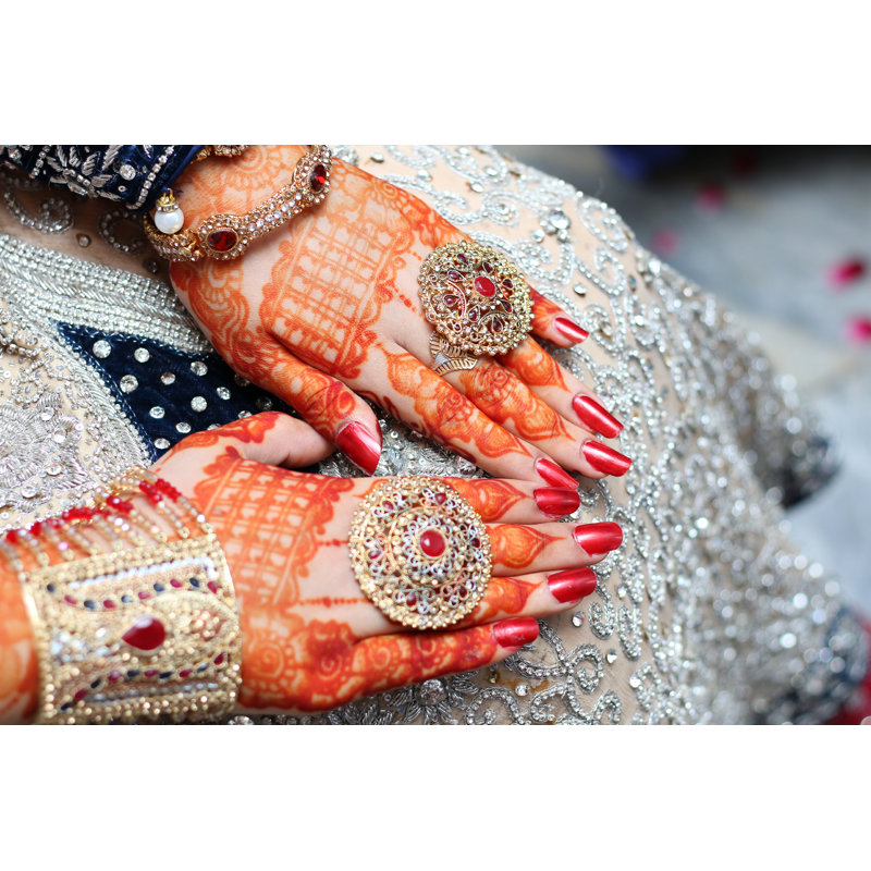 Asian Bride Hands by Tahir Abbas - Wrapped Canvas Print, 81cm H x 122cm W x 3.8cm D