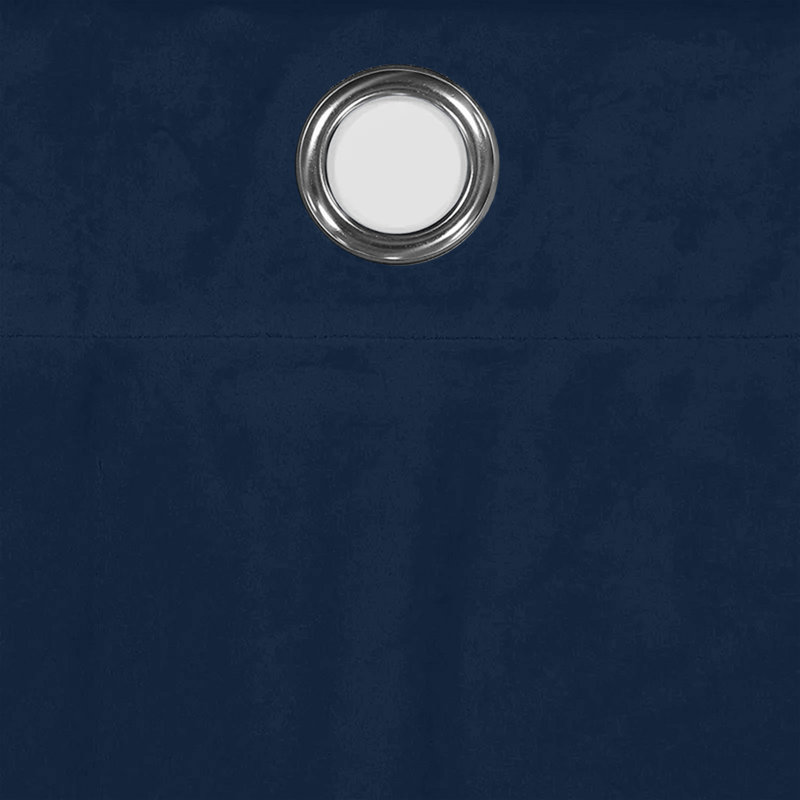 Myron Heavy Crushed Velvet Eyelet Room Darkening Thermal Drape Curtains, 117cm Width x 137cm Drop, Navy Blue