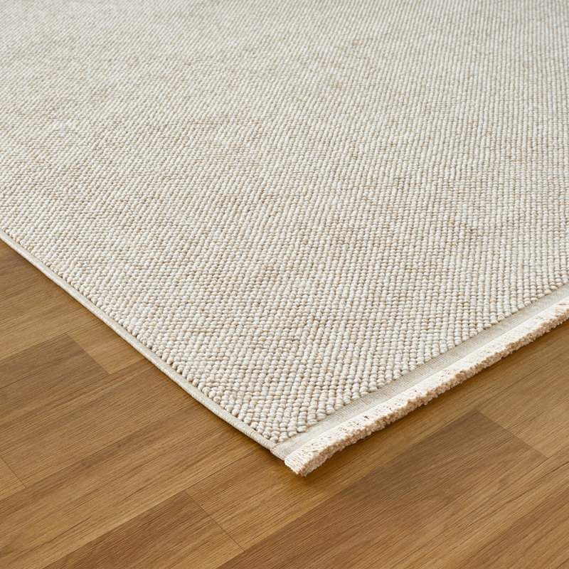 Tapis texturé à franges, Beige, Rectangle 5 pi x 7 pi