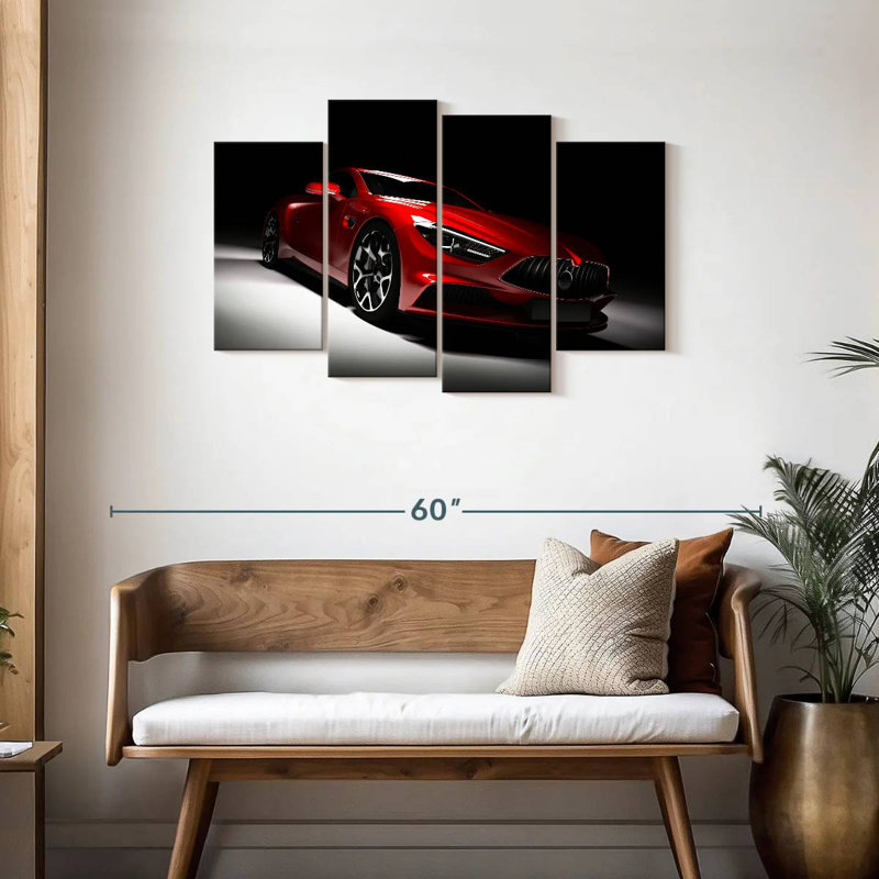 Voiture rouge moderne, H 27 po x l 43 po