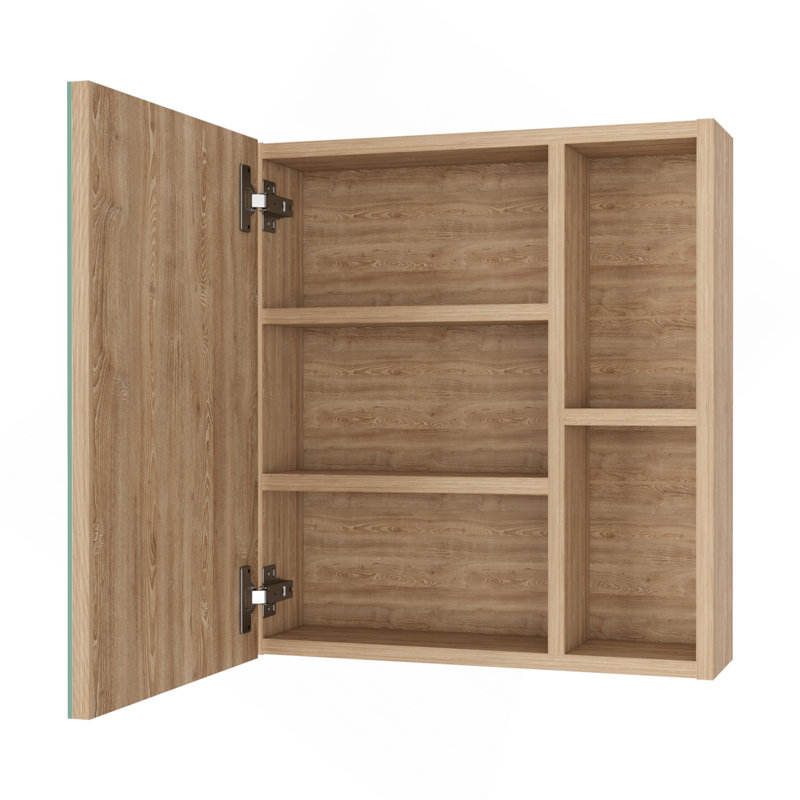 Lincoln Mirrored Medicine Cabinet, Five Interior Shelves, Beige