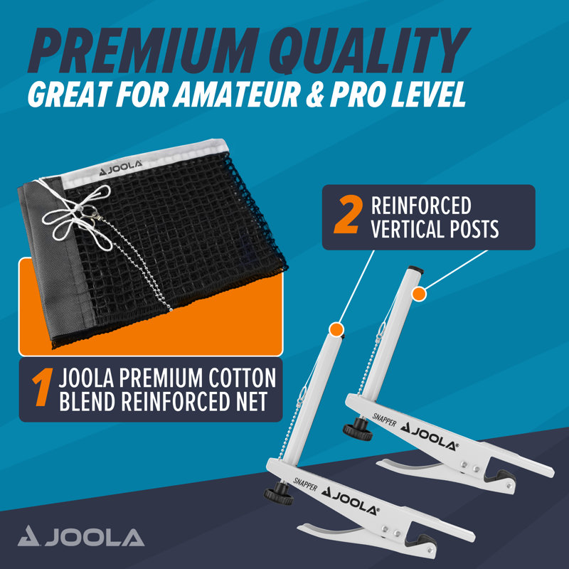 JOOLA Snapper Professional Table Tennis Net and Post Set with Carrying Case - 72" Spring Activated Clamp Ping Pong Net