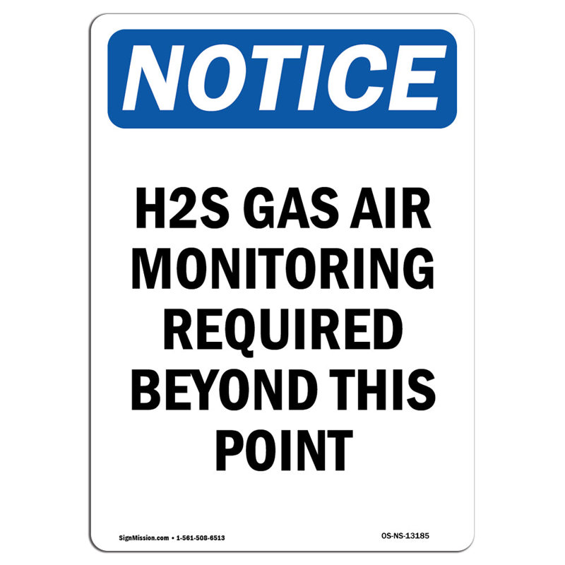 H2S Gas Air Monitoring Required Sign