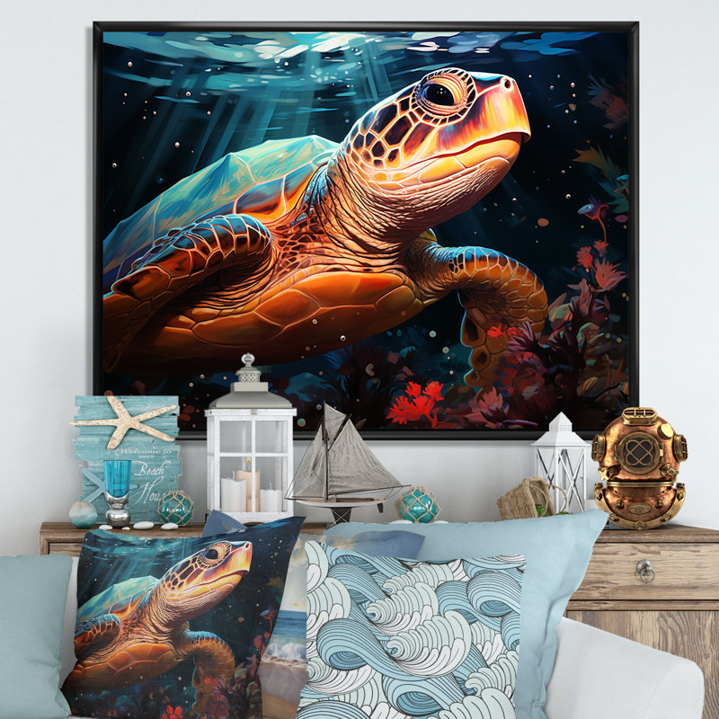 Contemporary Marine Life III, Cadre flottant noir, H 30 po x l 40 po x P 1,5 po