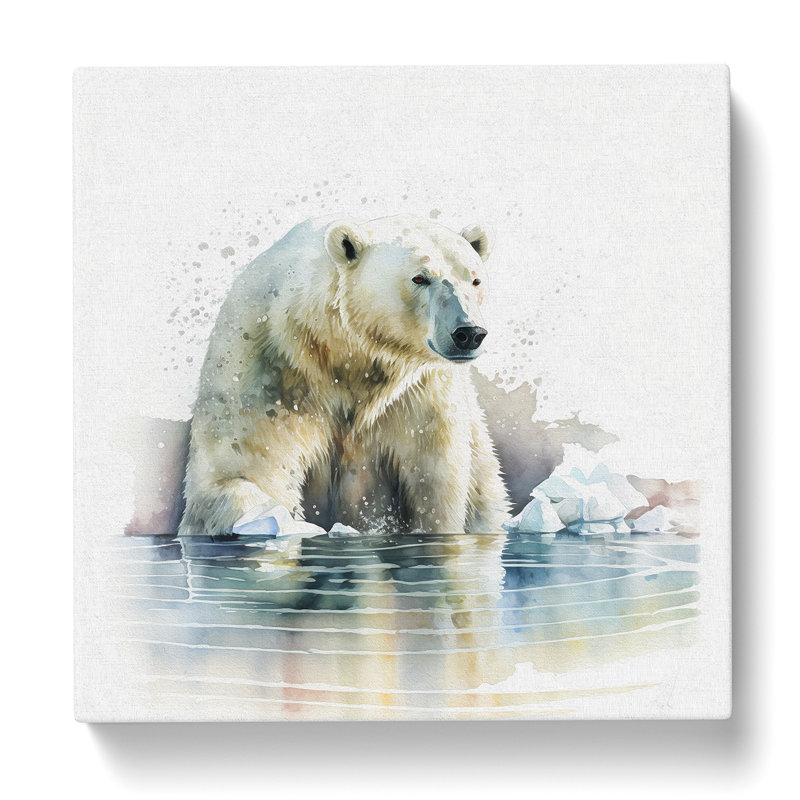 Polar Bear Watercolour - Wrapped Canvas - Framed Print