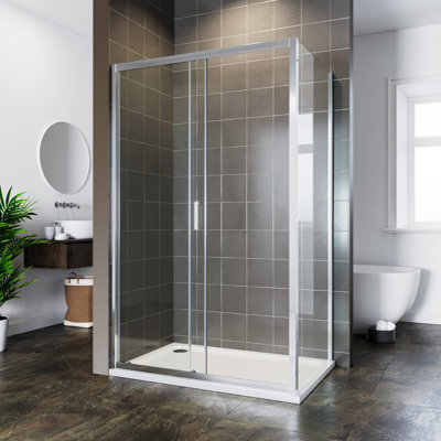Cost-effective single sliding door shower room, Silver