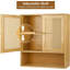 Armoire murale en bambou au-dessus de la toilette, portes en rotin et tablette réglable-1490738352