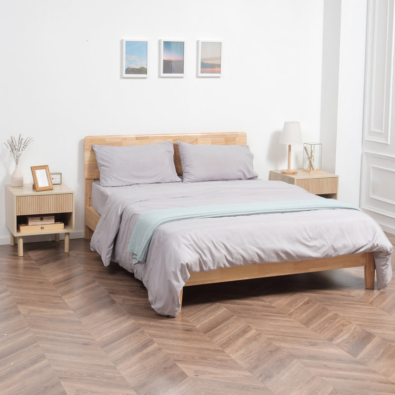 Bedroom Nightstand Set of 2, Side Table with Storage Shelf, Drawer