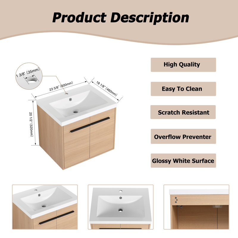 Ensemble de meuble-lavabo simple 24 po avec plateau Macalester