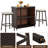 2-Person Patio Rattan Furniture Set with Glass Tabletop and Two Cushioned Stools