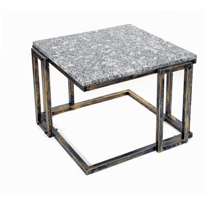 Support pour plante en marbre granit noir / doré 14,5 po