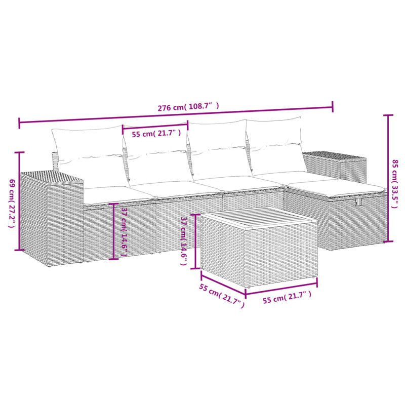Ensemble de canapé de jardin Vidaxl gris