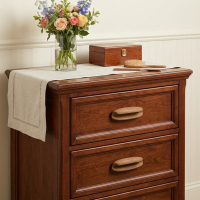 Set of Two Brown Wood Oval Drawer Pull Knobs