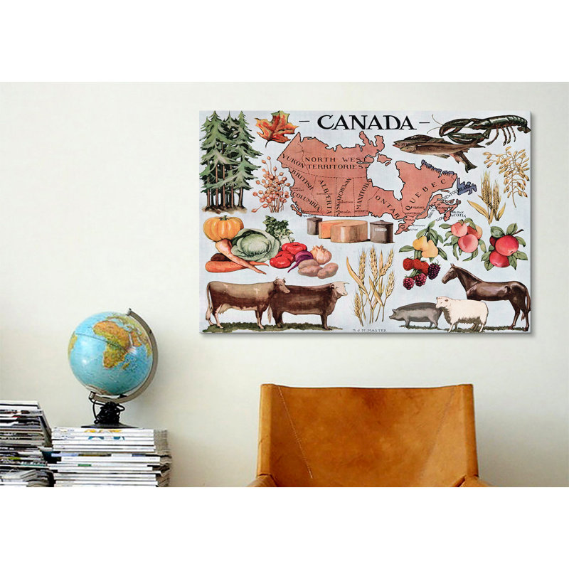 Publicité rétro sur toile Canada, H 40 po x l 60 po x P 1,5 po, Pas de tapis, Toile tendue