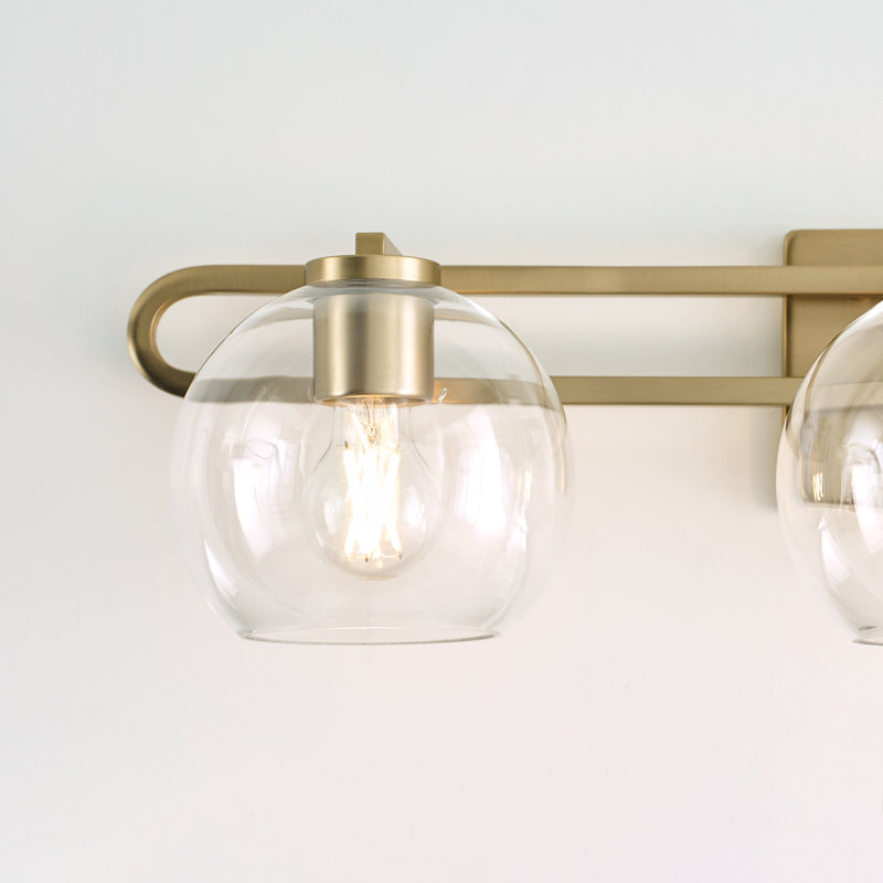Eveline Satin Brass 3-Light Dimmable Vanity Light with Clear Glass Shades