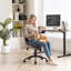 Fauteuil de bureau pivotant sans accoudoirs en similicuir rembourré et imperméable-938714782