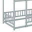 Lit en bois avec structure de toit et garde-corps de sécurité-596611966