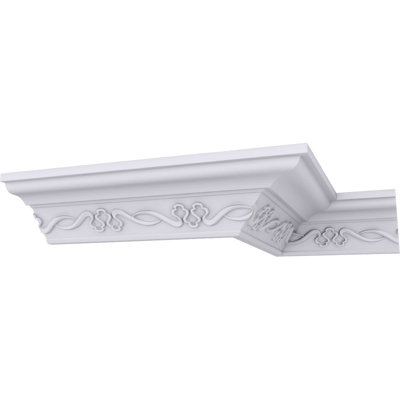 Endurathane Miller Crown Moulding, 2 1/2"H x 2 7/8"P x 3 3/4"F x 94 1/2"L, (8 1/8" Repeat), Factory Primed