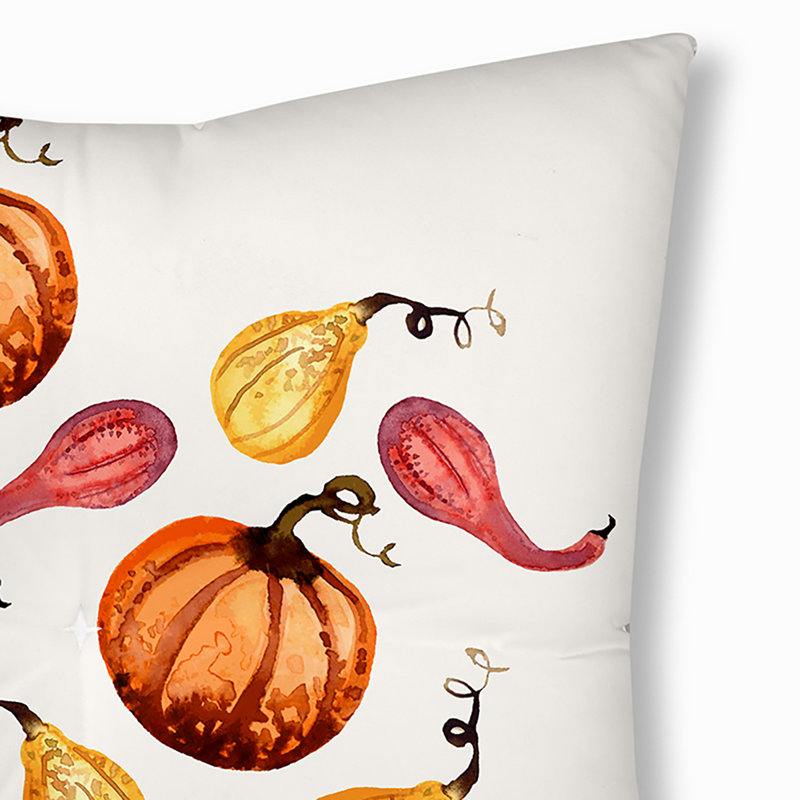 Coussin 321_Gourds Galore Fall Design, 26 po x 26 po, Blanc