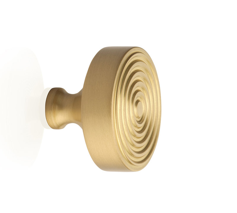 Zara 1 1/2" Diameter Round Knob, Brush Brass, 1.26" H x 1.25" W x 1.25" D
