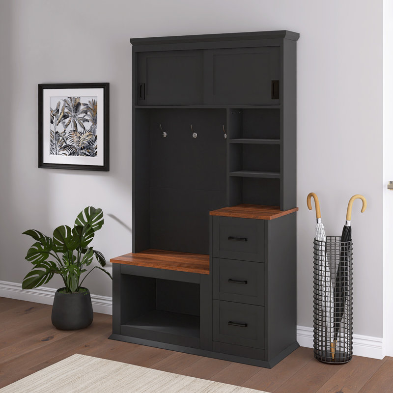 Arbre d'entrée Onnilde de 39,4 po de largeur avec rangement pour chaussures, Tigre