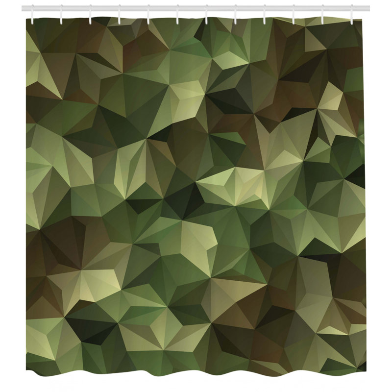 Geometric Shower Curtain with Hooks Included, 70" H x 69" W