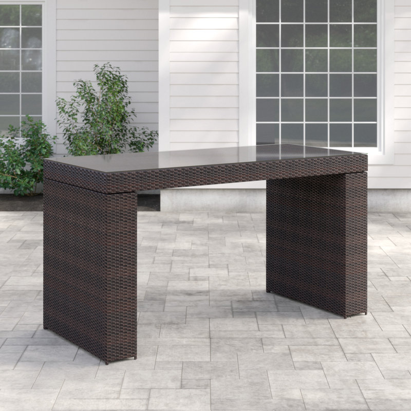 Larrissa Rectangular Glass Outdoor Bar Table