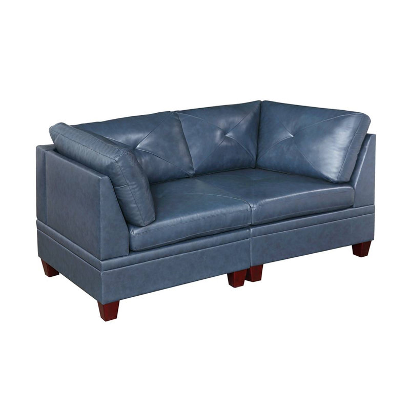Causeuse Callayyi, Cuir véritable bleu encre