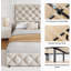 Cadre de lit plateforme grand format, cadre de lit tapissier avec tête de lit réglable et 4 tiroirs et pied de lit, cadre de lit grand moderne, supports de lattes en bois, aucun sommier requis, beige-209614665