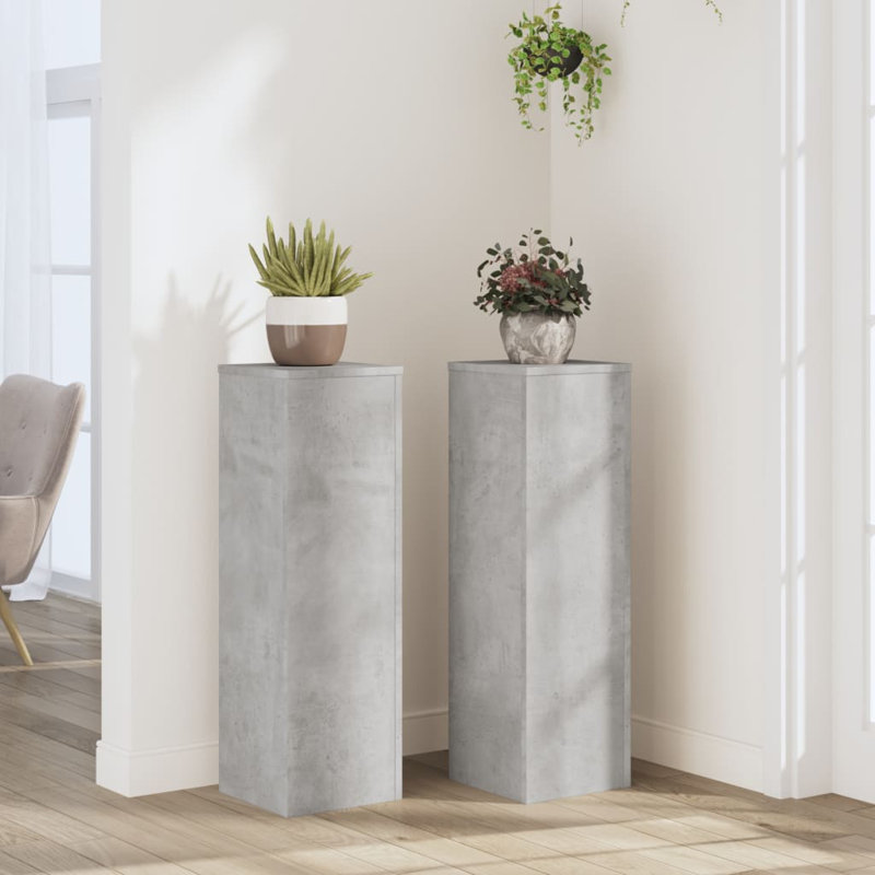 Plant Stand - Set of 2, 70cm H x 30cm W x 30cm D, Concrete Grey