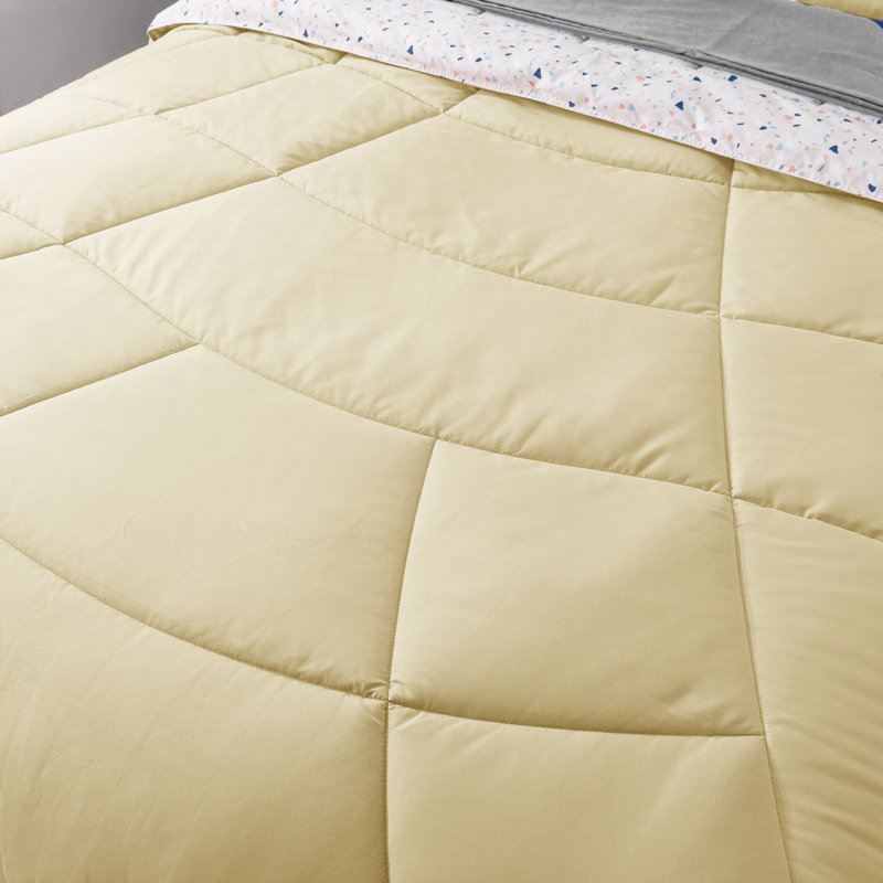 Polyester Channel Comforter, Queen Comforter + 6 Additional Pieces, Sunshine Yellow
