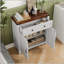 Armoire de rangement Farmhouse avec tiroir et tablette réglable, armoire de cuisine blanche avec comptoir en noyer, armoire à café moderne pour la cuisine, la salle à manger, la salle de bain, le vestibule
