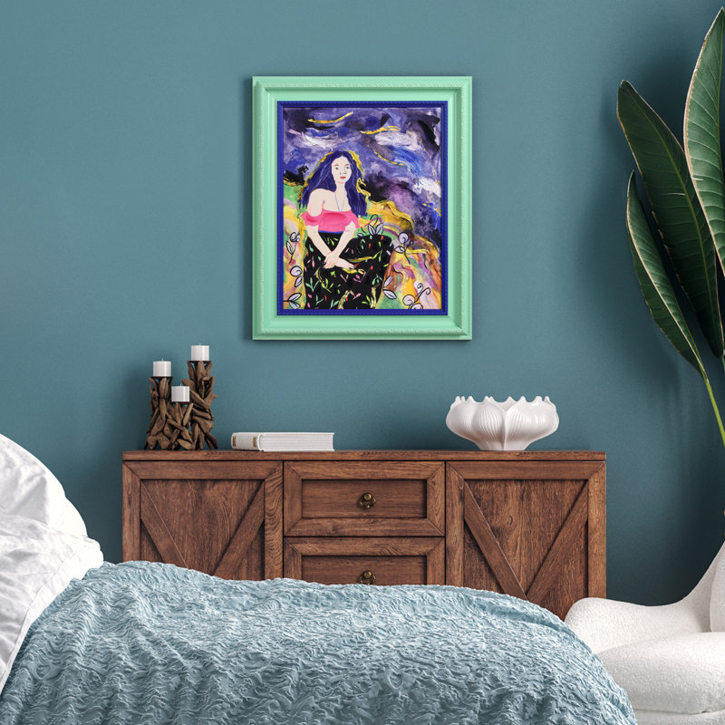 «Night Galaxy», reproduction d'art numérique sur toile giclée à la main avec cadre baroque bicolore