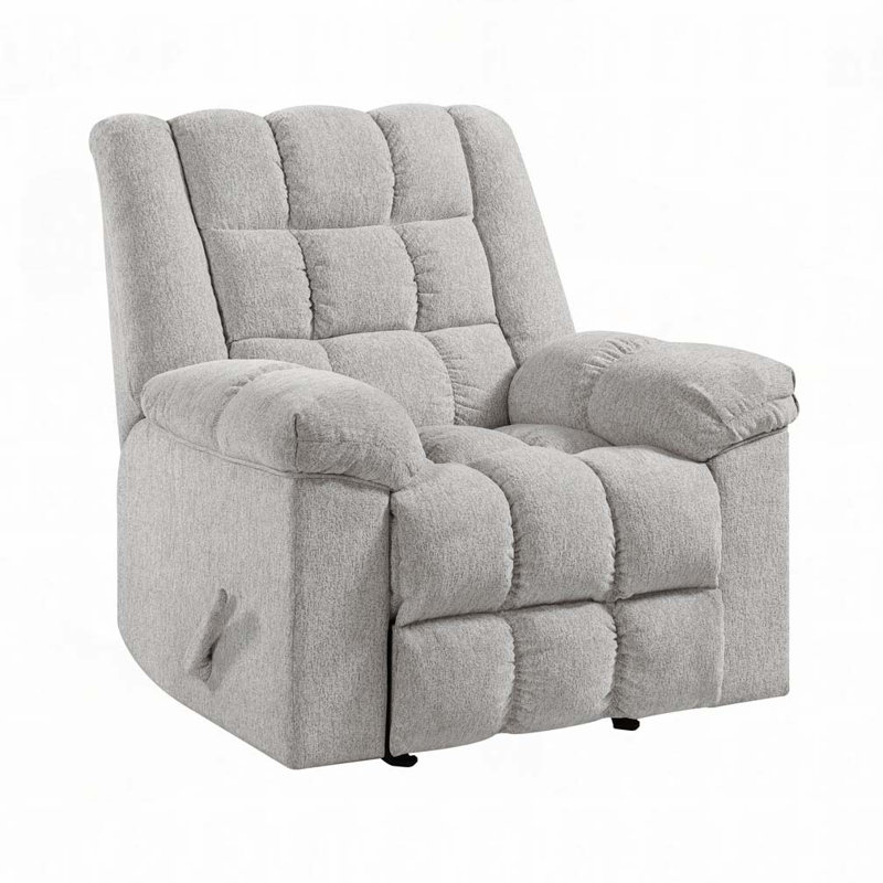Chenille Upholstered Reclining Chair, Light Gray