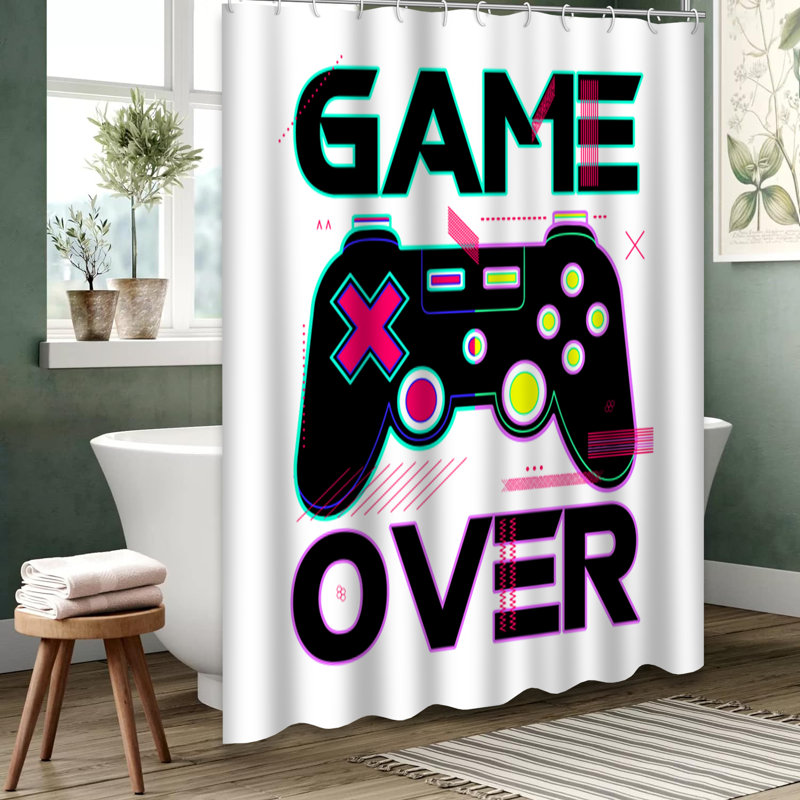 Rideau de douche avec 12 crochets Gamer, L 72 po x l 78 po