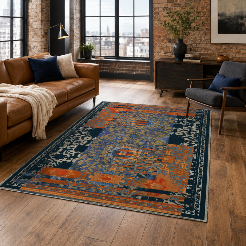 Geometric Cotton and Chenille Flatweave Area Rug, 80 x 150 cm