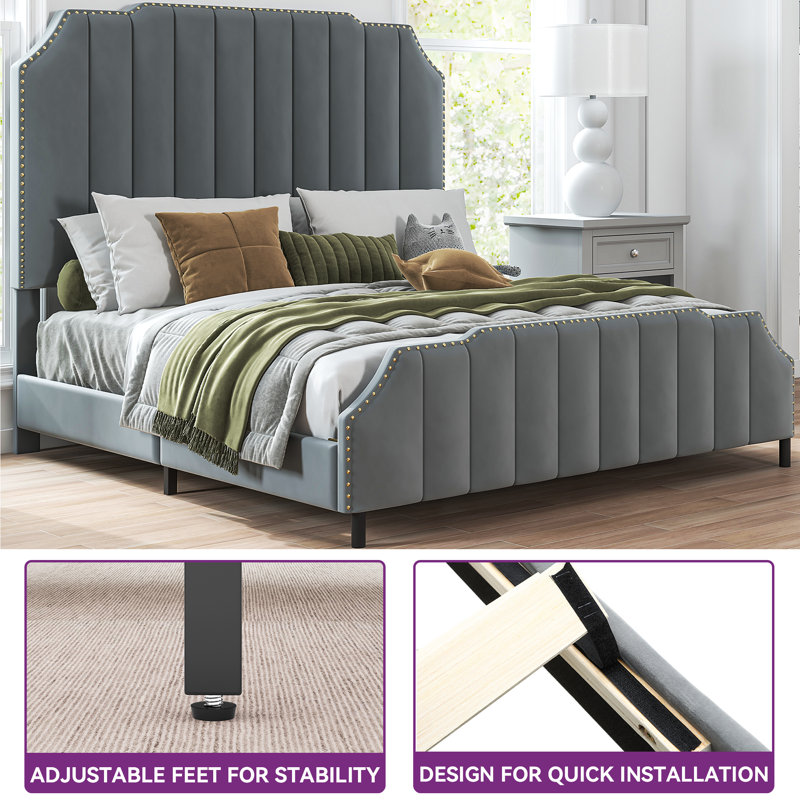 Upholstered Platform Bed, King