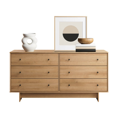 Orrsville Ranbir Oak 6 Drawer Dresser 61" Wide Chest of Drawers, Dresser for Bedroom, Chest of Drawers for Bedroom