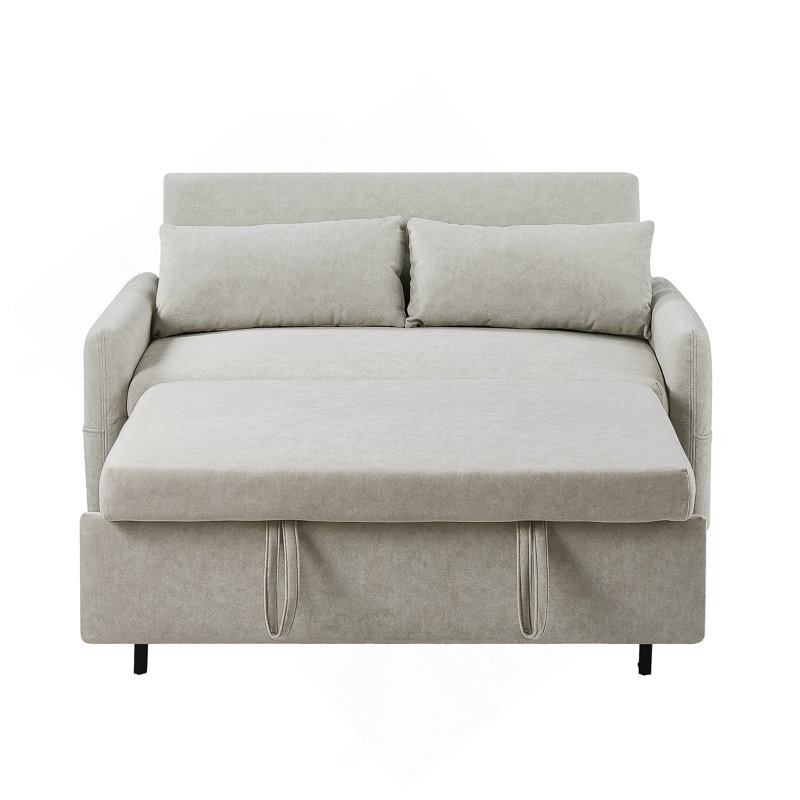 Canapé-lit escamotable avec dossier ajustable, poches de rangement, Beige