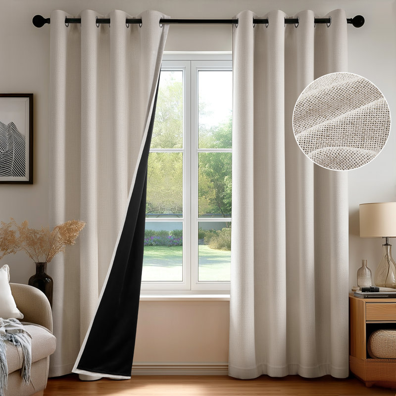 Linen-Look Total Blackout Curtains (Set of 2), 52" W x 84" L, Khaki