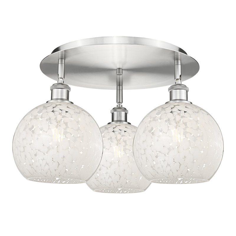 Plafonnier semi-encastré en verre Bernda, Nickel satiné